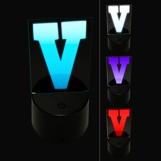 Letter V Uppercase Fun Bold Font 3D Illusion LED Night Light Sign Nightstand Desk Lamp {1}