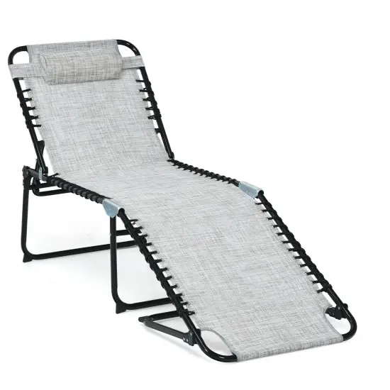 Foldable Recline Lounge Chair with Adjustable Backrest and Footrest Blue {6}