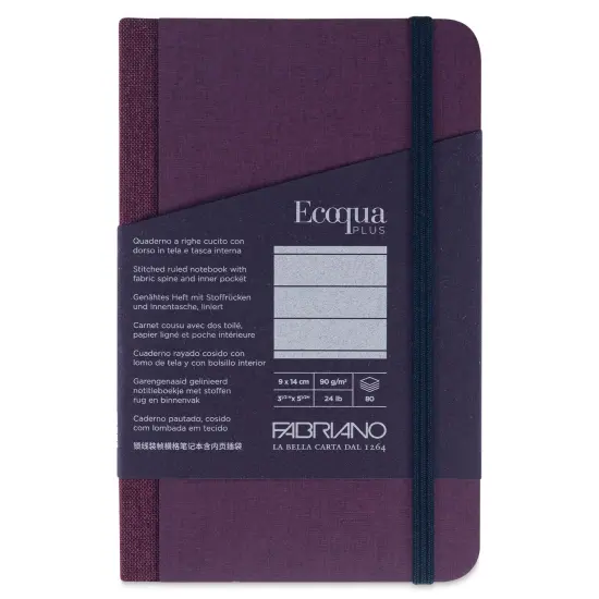 Fabriano Ecoqua Plus Fabric-Bound Notebook - Wine, 3-1/2" x 5-1/2", Lined {1}