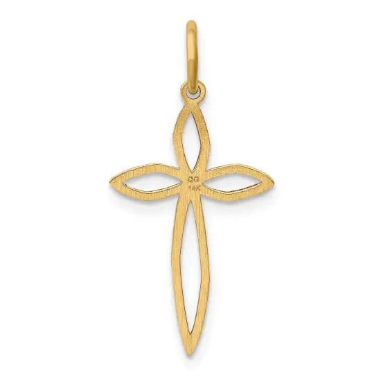 14K Gold Laser Designed Cross Charm Pendant Jewelry 25 x 13 mm {3}