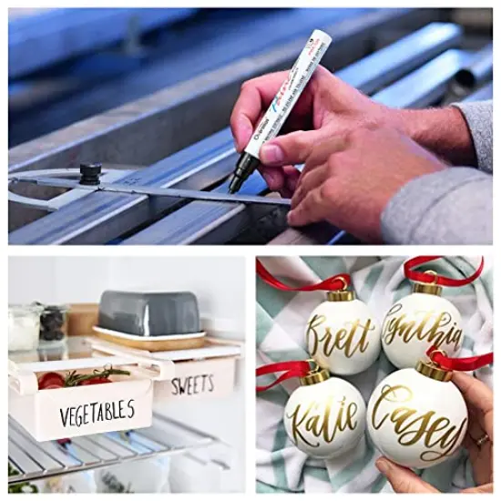 Permanent Paint Pens White Markers - 2 Pack Single color Oil Based, Medium Tip, Quick Drying and Waterproof Marker Pen for Metal, Rock Painting, Wood, Fabric, Plastic, Canvas, Mugs {6}