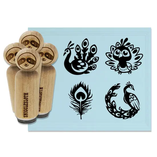 Peacock Elegant Feather Cute Cartoony Rubber Stamp Set for Stamping Crafting Planners {7}
