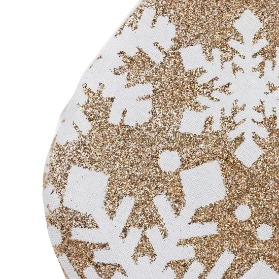 Northlight 20.5" Glittered Gold Christmas Stocking with Snowflakes and Pom Poms {5}