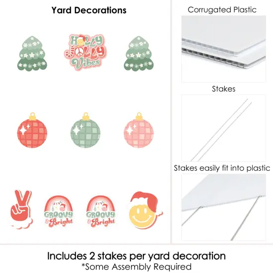 Big Dot of Happiness Groovy Christmas - Lawn Decorations - Outdoor Pastel Holiday Party Yard Decorations - 10 Piece {7}
