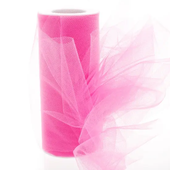 6" Premium Tulle Hot Pink 100 Yard {1}