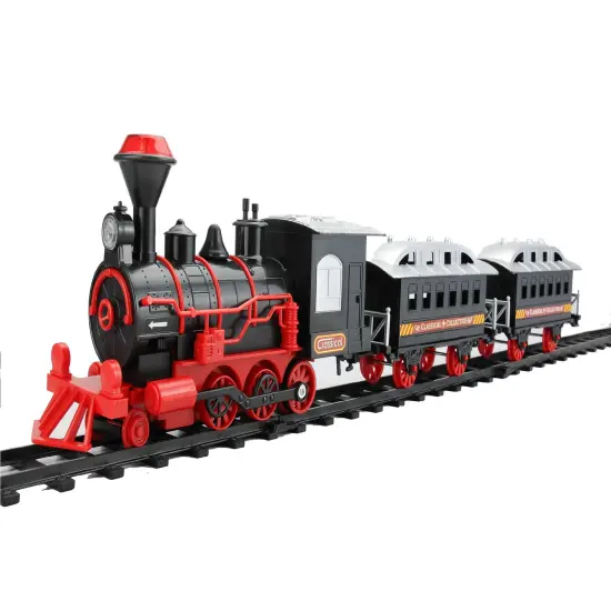 Northlight 13-Piece Red and Black Battery Operated Lighted and Animated Train Set with Sound {1}