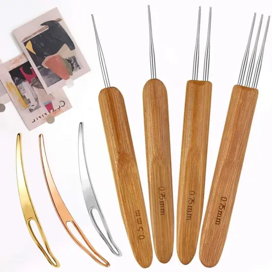 7 Pieces Dreadlock Crochet Hook Include Dreadlocks Crochet Hair Weaving Needle Tool 2 Pieces 1 Hook + 1 Pieces 2 Hooks + 1 Pieces 3 Hooks + 3 Pieces Hair Braid Craft Locking {5}