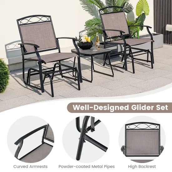 Set of 2 Outdoor Metal Glider Armchairs with Weather-resistant Fabric {5}