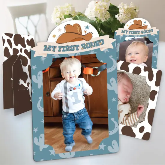 Big Dot of Happiness My First Rodeo - Little Cowboy 1st Birthday Party 4x6 Picture Display - Paper Photo Frames - Set of 12 {1}