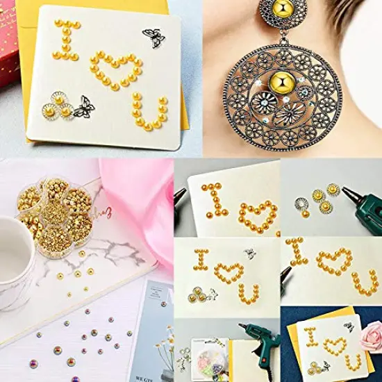 3000 Pieces 1 Box Pearls Beads Round Flatback Imitation Half Loose Beads Gem Assorted Sizes 2/3/4/5/6/8/10MM for DIY Scrapbooking Crafts(Silver) {3}