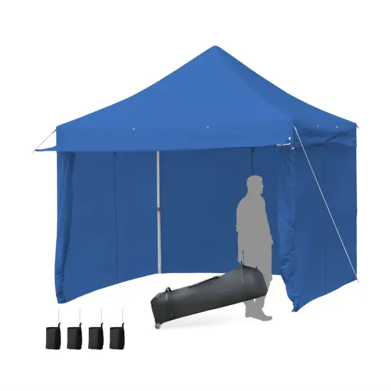 10 x 10 Feet Pop up Gazebo with 4 Height and Adjust Folding Awning Blue {4}