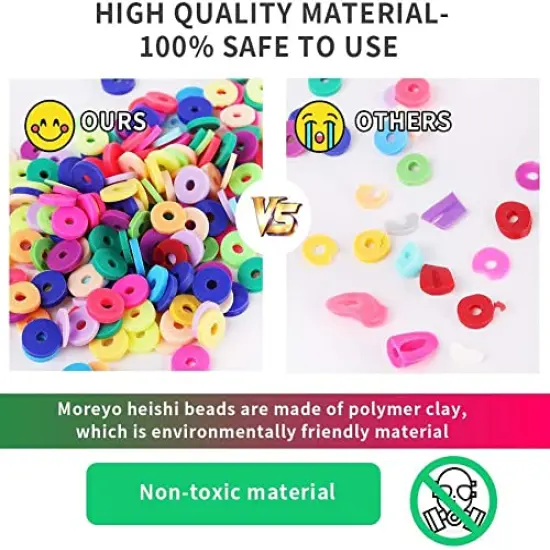 3600 PCS 10 Strands Clay Beads Polymer Clay Beads for Jewelry Making, Vinyl Heishi Beads 6mm for Surfer Bracelets Necklace Making (Blue) {5}