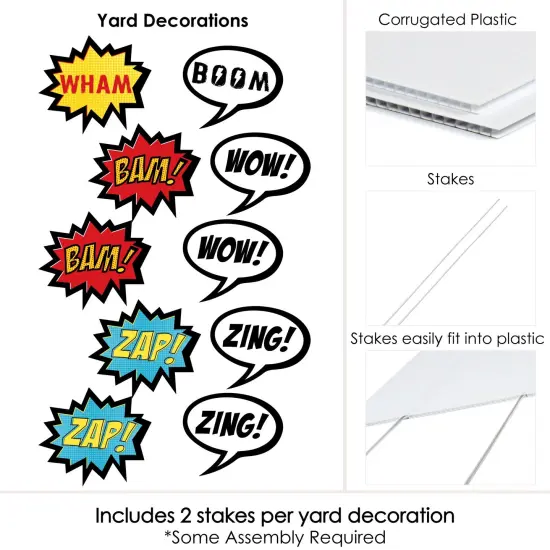 Big Dot of Happiness Bam Superhero - Comic Book Lawn Decorations - Outdoor Baby Shower or Birthday Party Yard Decorations - 10 Piece {7}