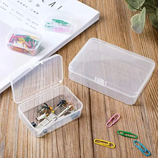 28 Pieces Mixed Sizes Rectangular Empty Mini Plastic Storage Containers with Lids for Small Items and Other Craft Projects (Clear) {2}