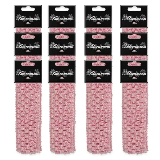 Pack of 12 Crochet Stretch Headbands Pink {1}