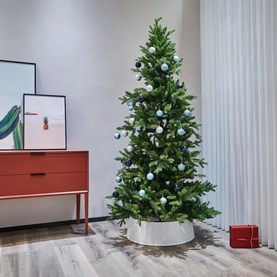 Northlight 25.5" White Rattan Pattern Large Christmas Tree Collar {3}