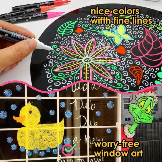 8 PackExtra Fine Tip Chalk Markers (1mm Point), Liquid Chalk Pens - Dry Erase Marker Pens for Blackboard, Chalkboards, Windows, Glass, Bistro, Cars, Signs, Chalkboard Labels Included {6}