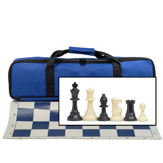 Complete Tournament Chess Set &ndash; Plastic Chess Pieces with Roll-up Chess Board and Travel Canvas Bag {8}