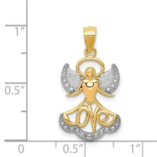 14K Two Tone Gold Angel Love Pendant Charm Jewelry 21 x 14 mm {2}