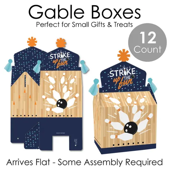 Big Dot of Happiness Strike Up the Fun - Bowling - Treat Box Party Favors - Birthday Party or Baby Shower Goodie Gable Boxes - Set of 12 {7}