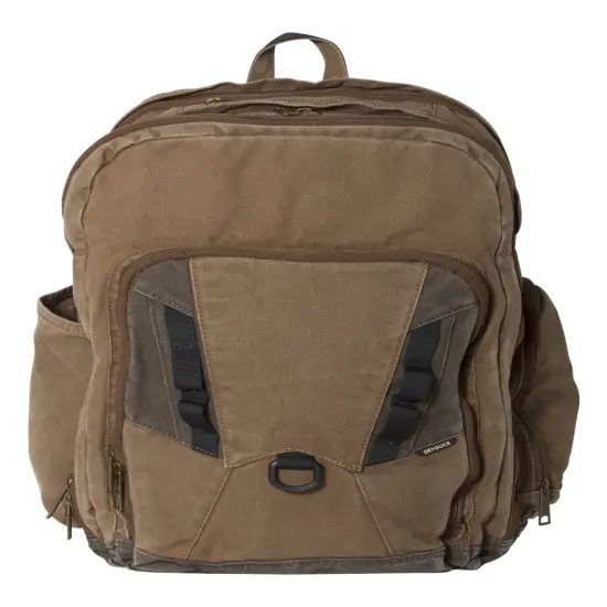 Traveler Backpack 32L12 oz 85/15 cotton/polyester concrete canvas | Raheev&reg; Field khaki/ tobacco {2}