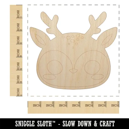 Charming Kawaii Chibi Deer Face Blushing Cheeks Unfinished Wood Shape Piece Cutout for DIY Craft Projects {1}