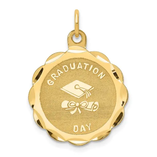 14K Yellow Gold Graduation Day Cap & Diploma Charm Jewerly 26mm x 20mm {1}
