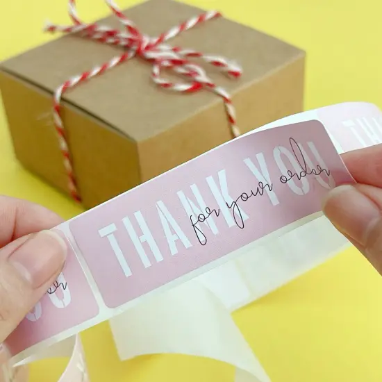 Wrapables 3" x 1" Small Business Thank You Stickers Roll, Sealing Stickers and Labels for Boxes, Envelopes, Bags, Packages Blush (120 stickers) {4}