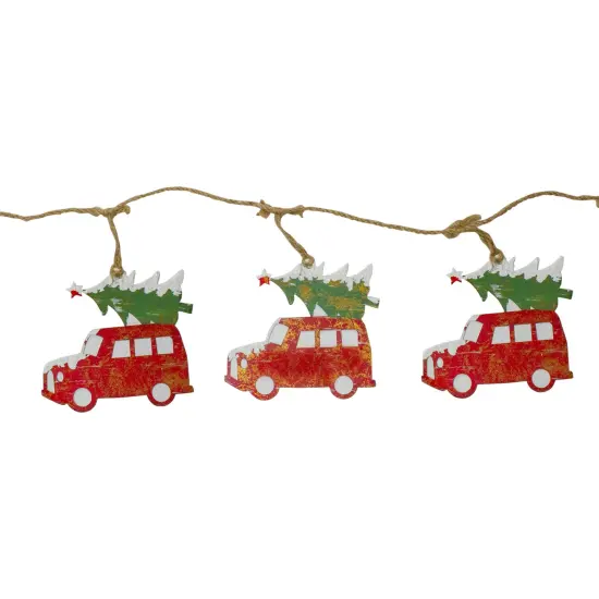 Northlight 4.5' Red Vintage Truck with Tree Christmas Garland on Jute Rope {5}