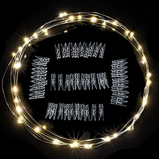 17Ft - 50 LED Photo ClipFairy String Lights with 50 Clear Clips for Hanging Pictures, Photo String Lights with Clips - Perfect Dorm Bedroom Wall Decor Wedding Decorations {4}