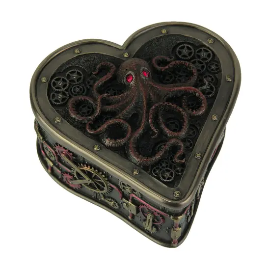 Heart Shaped Steampunk Octopus Trinket / Stash Box {1}