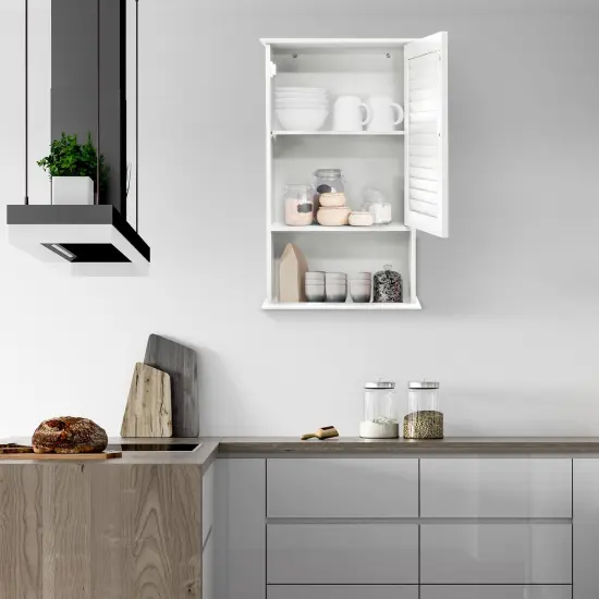 Bathroom Wall Mount Storage Cabinet Single Door with Height Adjustable Shelf for Home Storage White {6}