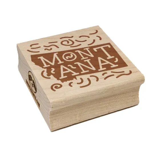 Montana State with Text Swirls Square Rubber Stamp for Stamping Crafting {7}