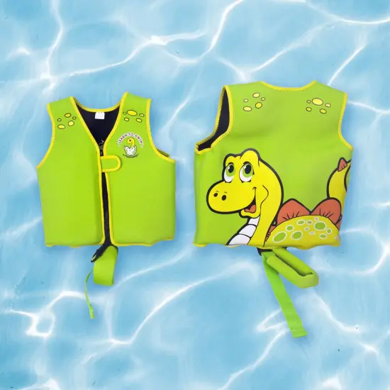 Pool Central 14" Green Intermediate Smiling Dinosaur Unisex Child Swim VestAges 3-6 {3}