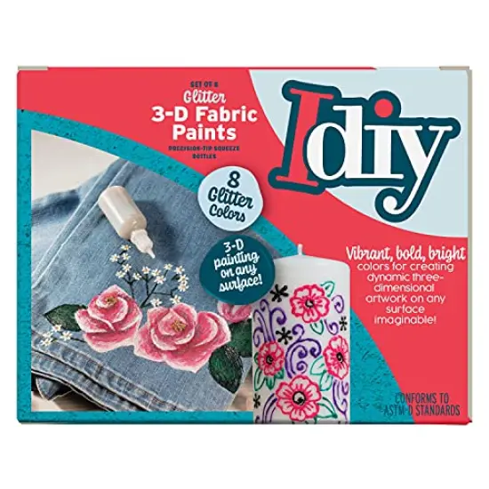 DIY Fabric Paints - 8 Glitter Colors, 1 oz Bottles, Ultra Bright 3D Paint for T-Shirts and Clothing, Non-Toxic, Water-Based, Washable, Permanent, Ideal for Classroom, Kids' Birthday Parties, and Summer Camps {3}