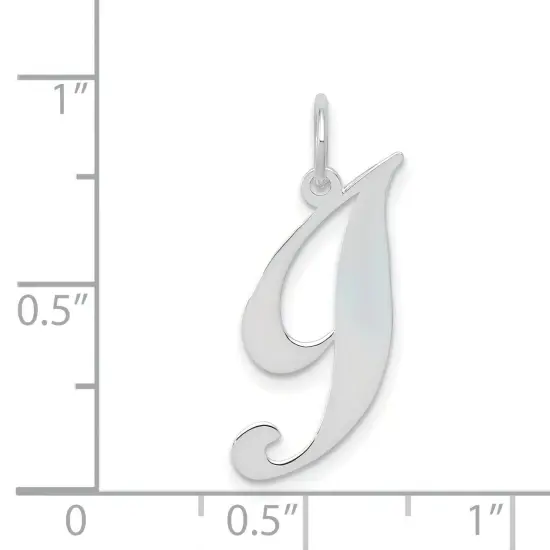 14K White Gold Small Fancy Script Initial I Charm Jewerly 16mm x 13mm {4}