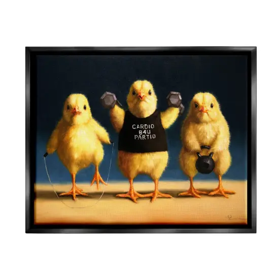 Stupell Industries Funny Exercise Workout Chicks Framed Floater Canvas Wall Art Gray Floater Frame {7}
