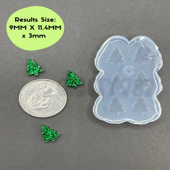 Mini Christmas Tree Stud Earring Silicone Mold (A14) {2}