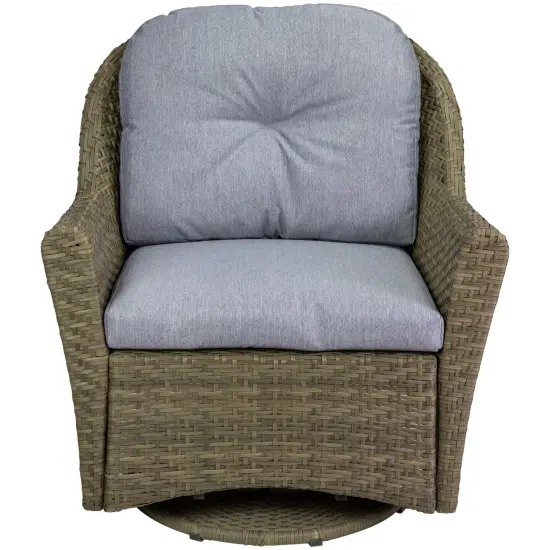 Northlight 34" Gray Resin Wicker Deep Seated Glider Chair with Gray Cushions {1}