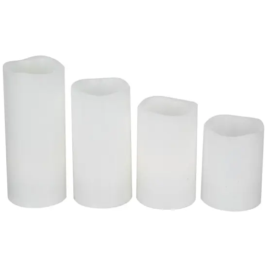 Northlight LED Flameless Flickering Solid Wax Pillar Candles - 7" - White - Set of 4 {6}
