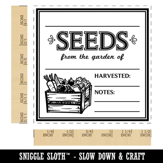 Fill-in Blank Seeds from the Garden of Vegetable Crate Self-Inking Rubber Stamp Ink Stamper Red {1}