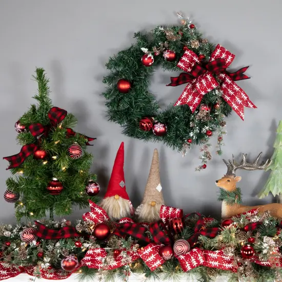 Northlight Red and White Christmas Tree Wired Craft Ribbon 2.5" x 10 Yards {3}