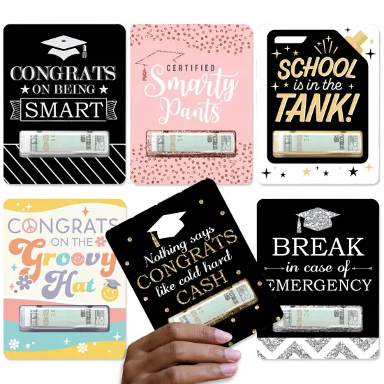 Big Dot of Happiness Assorted Graduation - DIY Graduation Cash Holder Gift - Funny Money Cards - Set of 6 {1}