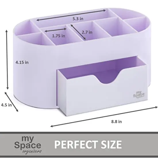 Acrylic Desk Organizer for Office Supplies and Desk Accessories Pen Holder Office Organization Desktop Organizer for Room College Dorm Home School, Light Purple (White Lavender) {5}