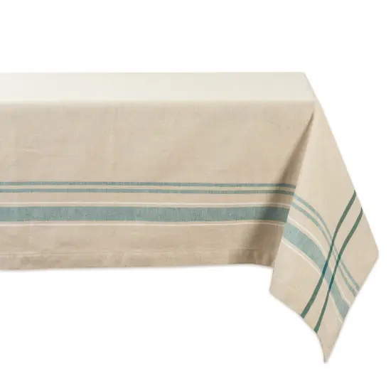 DII Teal French Stripe Tablecloth {1}