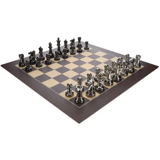 Bobby Fischer Metal Ultimate Chess Set, Wood Board 21.75 in., 3.6 in. King {4}