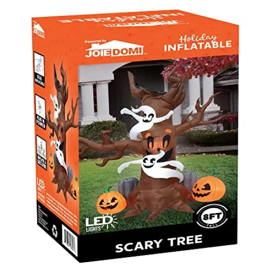 Joiedomi 8 FT Halloween Inflatable Scary Tree with Ghost, Pumpkin and Tombstone, Blow Up Inflatables with Build-in LEDs for Halloween Party Indoor, Outdoor, Yard, Garden, Lawn Decorations {2}