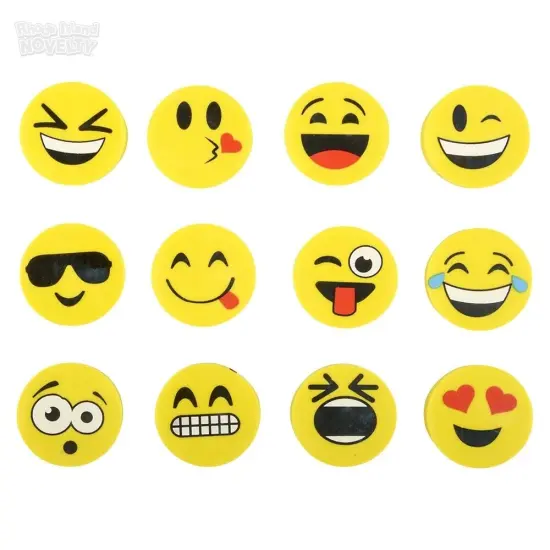 Rhode Island Novelty Lot of 72 Assorted Round Emoticon Face Erasers {4}