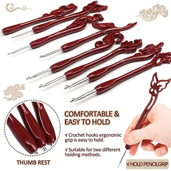 Crochet Kit Animals Crochet Hooks, 7.4'' Aluminum Crochet Needles for Crocheting, Crochet Hook Set Ergonomic Knitting Hooks for Crochet Yarn Craft, Crochet Set Premium Knitting Crochet Supplies {1}