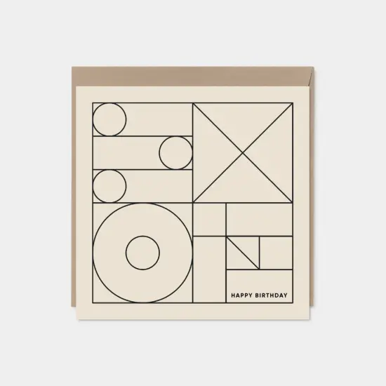 Geo Modern Line Art Card, Happy Birthday {1}